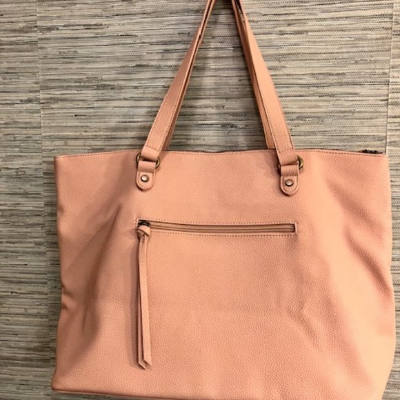NWT! ELLIOTT LUCCA -Vegan Leather Woven Tote -"Blush Woven"-13"Hx20"Wx8"D +SCARF - Picture 2 of 16